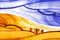 Skyline unter schweren Wolken